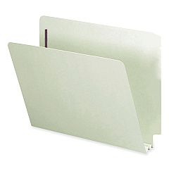 Smead End Tab Pressboard Classification Folders with Two SafeSHIELD Coated Fasteners, 2" Expansion, Letter Size, Gray-Green, 25/Box (34715)