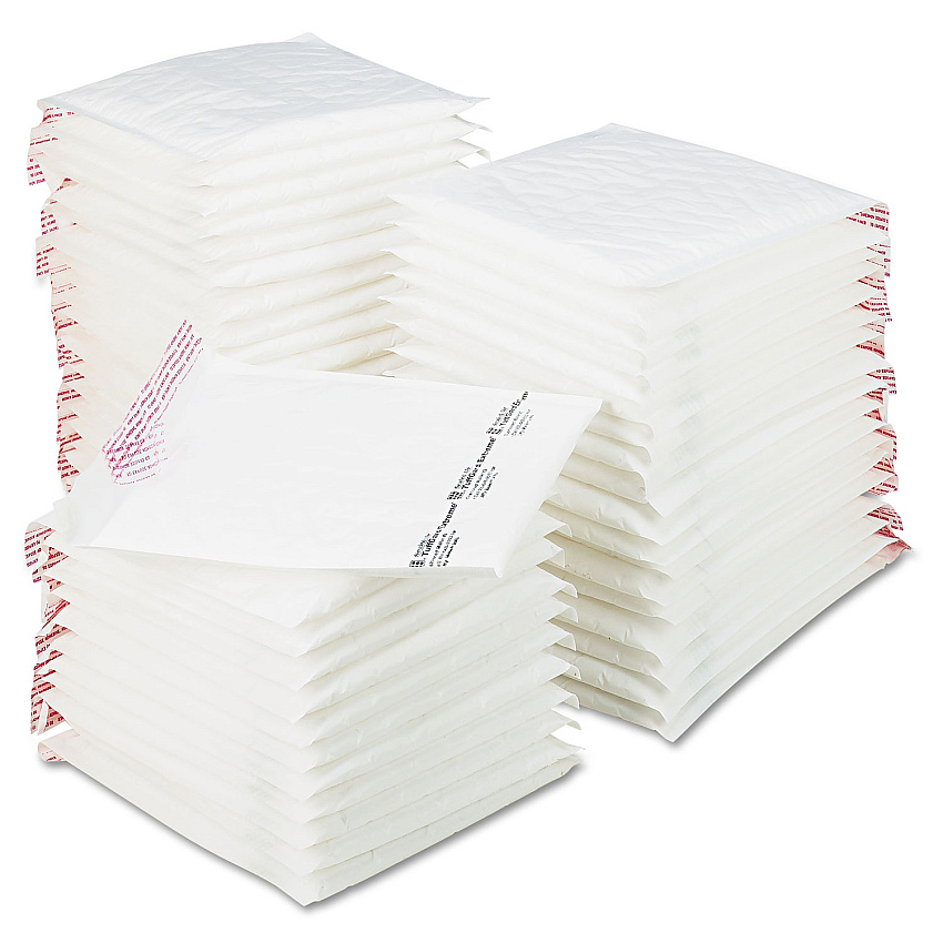 Sealed Air Jiffy TuffGard Self-Seal Cushioned Mailer, #2, Barrier Bubble Lining, Self-Adhesive Closure, 8.5 x 12, White, 50/Carton (10122)