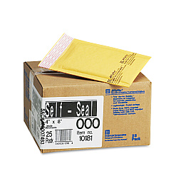 Sealed Air Jiffylite Self-Seal Bubble Mailer, #000, Barrier Bubble Lining, Self-Adhesive Closure, 4 x 8, Golden Brown Kraft, 25/Carton (10181)