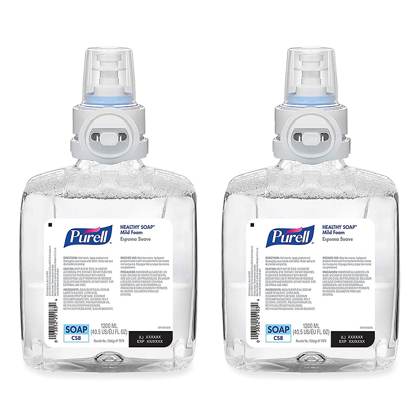 PURELL Professional HEALTHY SOAP Mild Foam, Fragrance-Free, 1,200 mL, For CS8 Dispensers, 2/Carton (787402CT)
