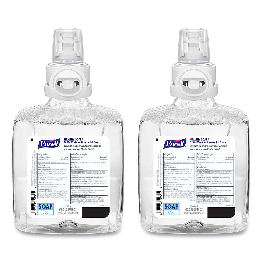 PURELL Healthcare HEALTHY SOAP 0.5% PCMX Antimicrobial Foam, For CS8 Dispensers, Light Floral Scent, 1,200 mL, 2/Carton (787802CT)