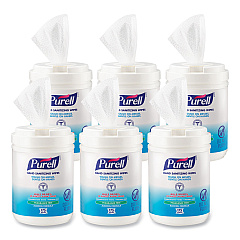 PURELL Hand Sanitizing Wipes Alcohol Formula, 6 x 7, White, 175/Canister, 6 Canisters/Carton (903106)