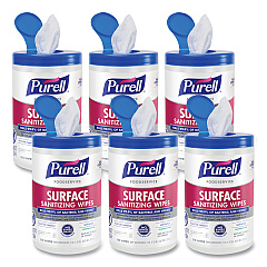 PURELL Foodservice Surface Sanitizing Wipes, 10 x 7, Fragrance-Free, 110/Canister, 6 Canisters/Carton (934106CT)