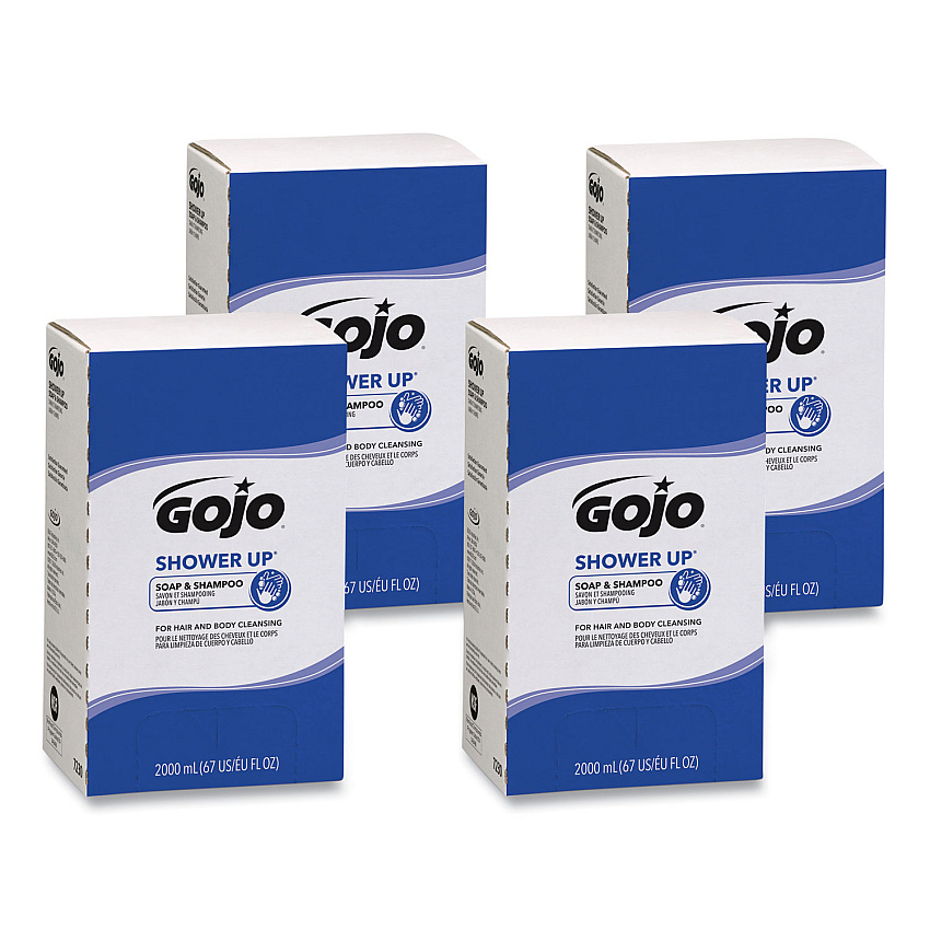 GOJO SHOWER UP Soap and Shampoo, Pleasant Scent, 2,000 mL Refill, 4/Carton (7230)