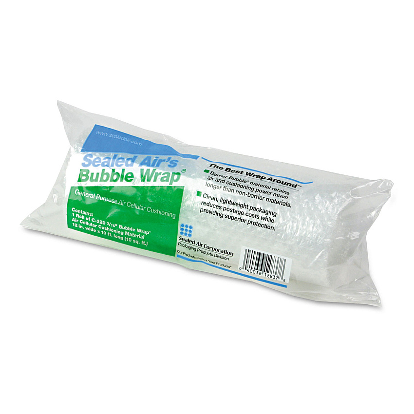 Sealed Air Bubble Wrap Cushioning Material, 3/16" Thick, 12" x 10 ft. (10601)