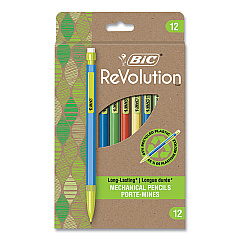 BIC ReVolution Mechanical Pencil, 0.7 mm, HB (#2), Black Lead, Assorted Barrel Colors, 12/Pack (MPE12BLK)