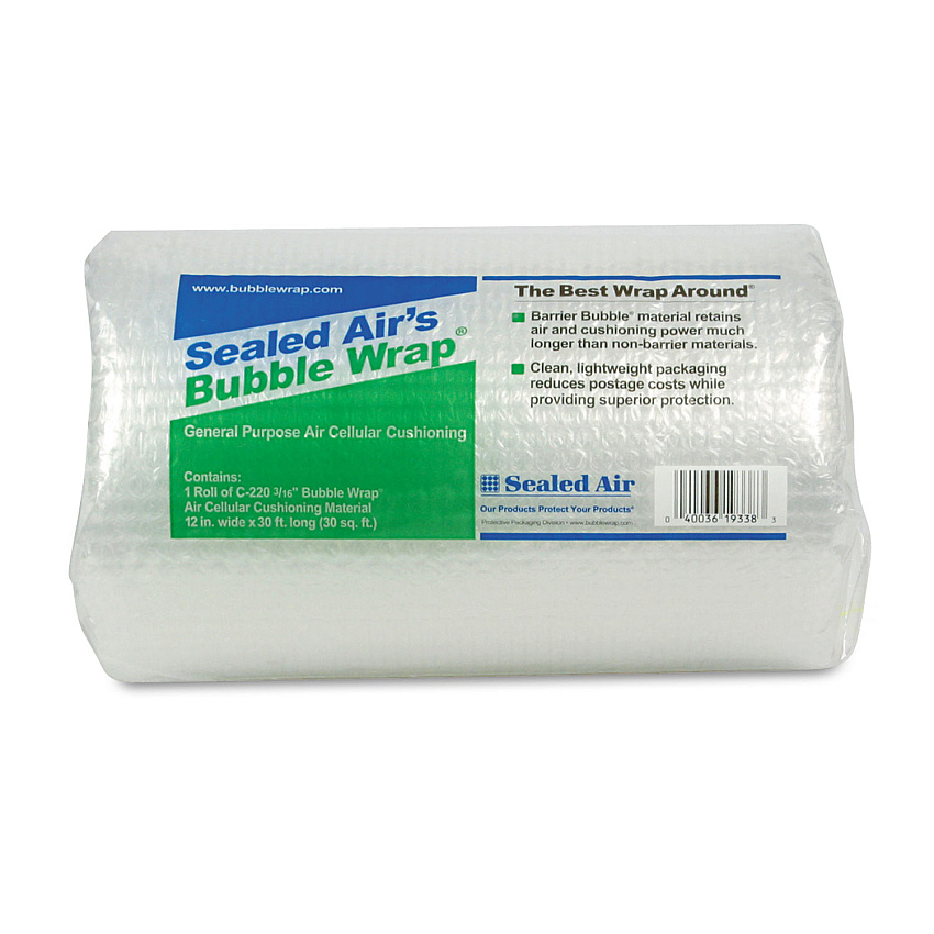 Sealed Air Bubble Wrap Cushioning Material, 3/16" Thick, 12" x 30 ft. (19338)