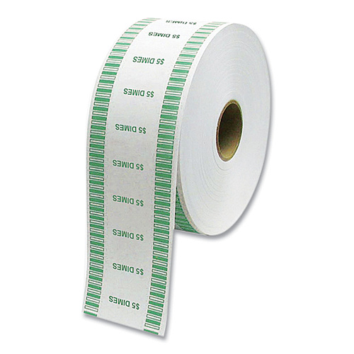 CONTROLTEK Automatic Coin Wrapper Roll for Coin Wrapping Machines, Dimes, $5.00, Kraft/Green, 2,000/Roll, 8 Rolls/Carton (575036)