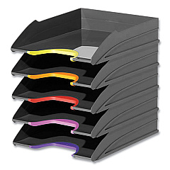 Durable VARICOLOR 5-Compartment Stackable Plastic Letter Tray Set, Letter to Folio Size Files, 10.39 x 13.23 x 2.91, Anthracite Gray (770557)