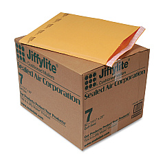 Sealed Air Jiffylite Self-Seal Bubble Mailer, #7, Barrier Bubble Lining, Self-Adhesive Closure, 14.25 x 20, Golden Kraft, 50/Carton (39098)