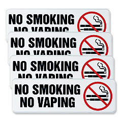 Excello Global Products No Smoking No Vaping Indoor/Outdoor Wall Sign, 9" x 3", Black Face, Black/Red Graphics, 4/Pack (HD0175S)