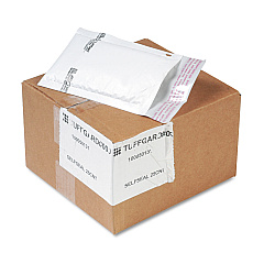 Sealed Air Jiffy TuffGard Self-Seal Cushioned Mailer, #000, Barrier Bubble Lining, Self-Adhesive Closure, 4 x 8, White, 25/Carton (49678)