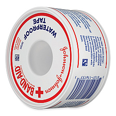 BAND-AID Water Block Waterproof Medical Tape, Dry Rubber, 1 x 10 yds, White (117121)