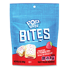 Kellogg's Pop Tarts Bites, Frosted Strawberry, 3.5 oz Bag, 6/Carton (25069)