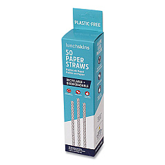 Lunchskins Blue Chevron Paper Straws, 7.89", 50/Box (860000894432)
