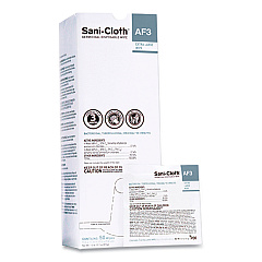 Sani-Cloth AF3 Individually Wrapped Germicidal Disposable Wipes, X-Large, 1-Ply, 11.75" x 11.5", Unscented, White, 50/Box (U27500)