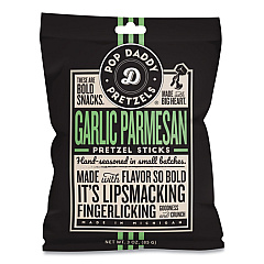 Pop Daddy Garlic Parmesan Pretzel Sticks, 3 oz Bag, 15/Carton (00557)