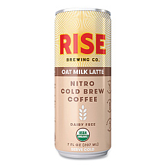 RISE Brewing Co. Nitro Cold Brew Latte, Oat Milk, 7 oz Can, 12/Carton (00045)