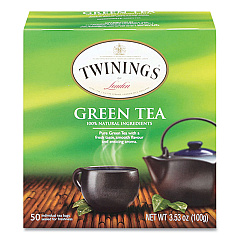 TWININGS Tea Bags, Green, 3.53 oz, 50/Box (82224)