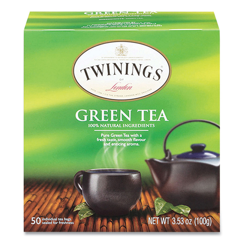 TWININGS Tea Bags, Green, 3.53 oz, 50/Box (82224)