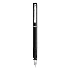 Waterman Allure Fountain Pen, Stick, Fine Nib, Blue Ink, Black/Silver Barrel (2029061)