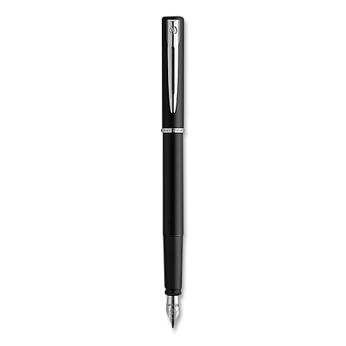 Waterman Allure Fountain Pen, Stick, Fine Nib, Blue Ink, Black/Silver Barrel (2029061)