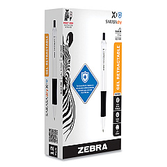 Zebra Sarasa Dry X1+ Retractable Gel Pen, Medium 0.7 mm, Black Ink, White/Black Barrel, 12/Pack (41510)