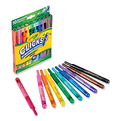 Crayola Super Clicks Retractable Markers, Assorted Bullet Tip Sizes, Assorted Colors, 10/Pack (588370)
