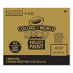 Crayola Colors of the World Washable Paint, 9 Assorted Colors, 8 oz Bottles, 9/Pack (542314)