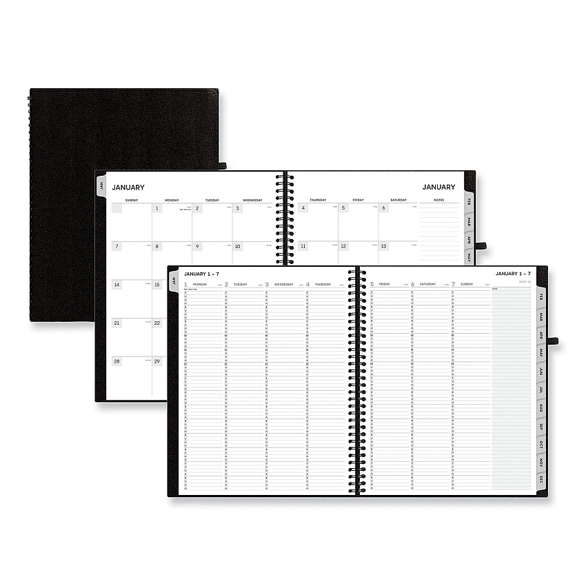 Blue Sky Aligned Weekly/Monthly Appointment Planner, 11 x 8.5, Black Cover, 12-Month (Jan to Dec): 2024 (143590)