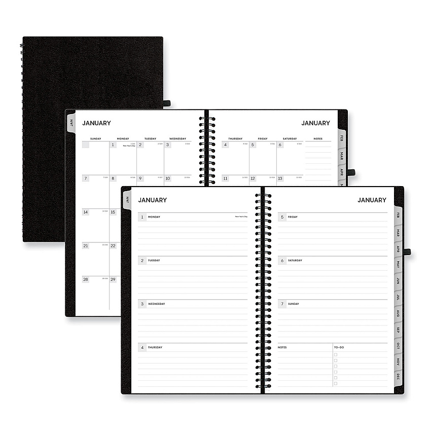 Blue Sky Aligned Weekly/Monthly Planner, 8 x 5, Black Cover, 12-Month (Jan to Dec): 2024 (143589)