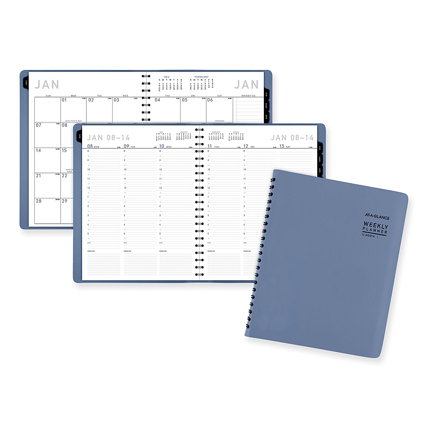 AT-A-GLANCE Contemporary Weekly/Monthly Planner, 11.38 x 9, Slate Blue Cover, 12-Month (Jan to Dec): 2025 (70940X20)