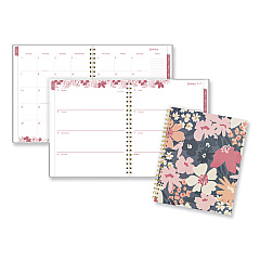 Cambridge Thicket Weekly/Monthly Planner, Floral Artwork, 11 x 9.25, Gray/Rose/Peach Cover, 12-Month (Jan to Dec): 2024 (1681905)