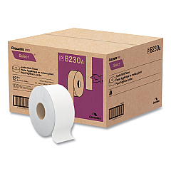 Cascades Select Jumbo Bath Tissue, Septic Safe, 2-Ply, White, 3.3" x 750 ft, 12/Carton (B230)