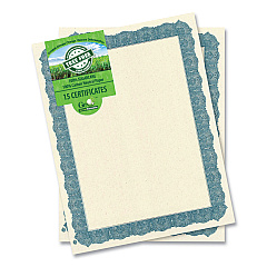 Geographics Award Certificates, 8.5 x 11, Natural with Blue Braided Border, 15/Pack (49014)