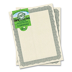 Geographics Award Certificates, 8.5 x 11, Natural with Silver Braided Border. 15/Pack (49009)