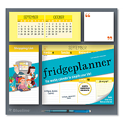 Blueline Fridge Planner Magnetized Weekly Calendar with Pads + Pencil, 12 x 12.5, White/Yellow Sheets, 16-Month (Sept-Dec): 2024-2025 (C174120A)