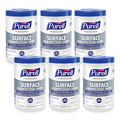 PURELL Professional Surface Disinfecting Wipes, 7 x 8, Fresh Citrus, 110/Canister, 6 Canisters/Carton (934206CT)