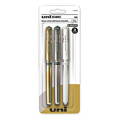 uni-ball Impact Bold Gel Pen, Stick, Bold 1 mm, Assorted Marvelous Metallics Ink and Barrel Colors, 3/Pack (1919997)