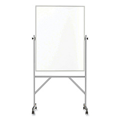 Ghent Reversible Magnetic Porcelain Whiteboard with Satin Aluminum Frame and Stand, 36 x 48, White Surface (ARM1M143)