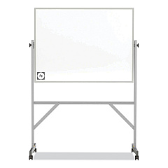 Ghent Reversible Magnetic Hygienic Porcelain Whiteboard, Satin Aluminum Frame and Stand, 48 x 36, White Surface (ARM4M434)