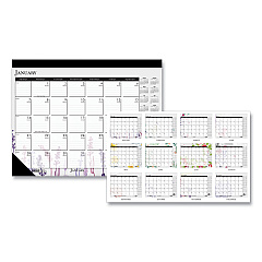 House of Doolittle Recycled Desk Pad Calendar, Wild Flowers Artwork, 22 x 17, White Sheets, Black Binding/Corners,12-Month (Jan-Dec): 2023 (197)