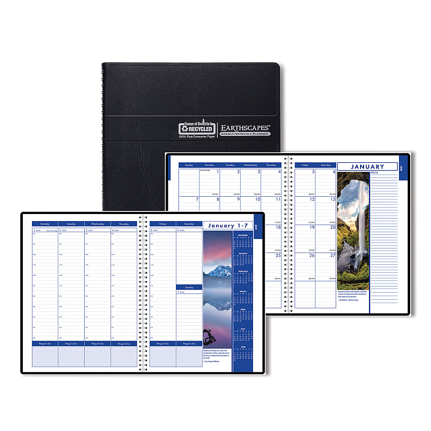 House of Doolittle Earthscapes Recycled Weekly/Monthly Appointment Book, Landscape Photos, 11 x 8.5, Black Soft Cover, 12-Month (Jan-Dec): 2023 (273)