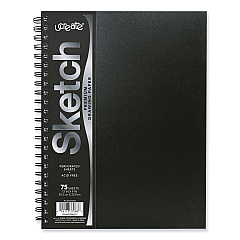 Pacon UCreate Poly Cover Sketch Book, 43 lb Cover Paper Stock, Black Cover, 75 Sheets per Book, 12 x 9 Sheets (PCAR37088)