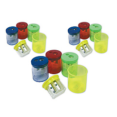 The Pencil Grip Eisen Pencil Sharpeners, Two-Hole, 1.5 x 1.75, Assorted Colors, 12/Pack (ESN51312)