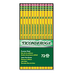 Ticonderoga Pencils, HB (#2), Black Lead, Yellow Barrel, 72/Pack (X33904X)