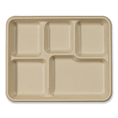 World Centric Fiber Trays, 5-Compartment, 8.5 x 10.24 x 1.01, Natural, Paper, 400/Carton (TRSC5CLFS)