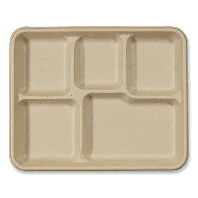 World Centric Fiber Trays, 5-Compartment, 8.5 x 10.24 x 1.01, Natural, Paper, 400/Carton (TRSC5CLFS)