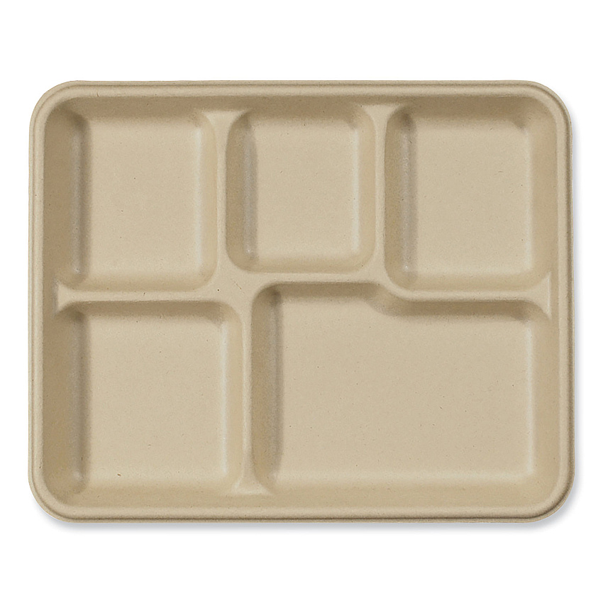 World Centric Fiber Trays, 5-Compartment, 8.5 x 10.24 x 1.01, Natural, Paper, 400/Carton (TRSC5CLFS)