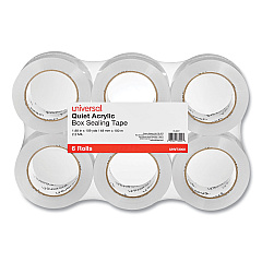 Universal Quiet Tape Box Sealing Tape, 3" Core, 1.88" x 110 yds, Clear, 6/Pack (UNV73000)